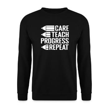 Preschool Teacher Care Teach Repeat Daycare - Unisex Sweatshirt - black - Front - Alina (178cm) & Michal (187cm)