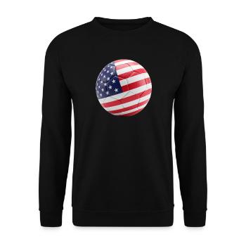 USA-FLAGGE AUF EINEM FUSSBALL - Unisex Pullover - Schwarz - Vorne - Alina (178cm) & Michal (187cm)