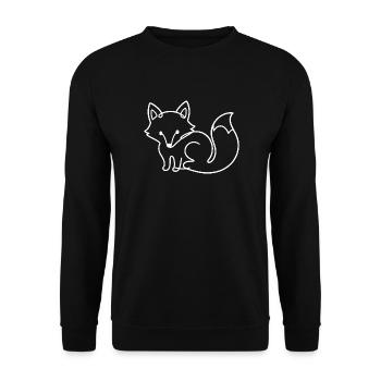Fuchs Skizze – süßes minimalistisches Tiermotiv - Unisex Pullover - Schwarz - Vorne - Alina (178cm) & Michal (187cm)