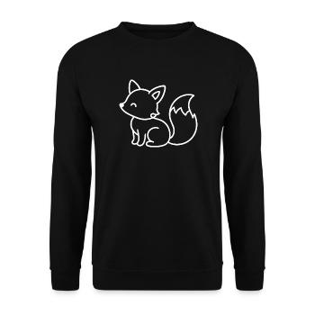 Süßer Fuchs seitlich – Waldtier Skizze - Unisex Pullover - Schwarz - Vorne - Alina (178cm) & Michal (187cm)