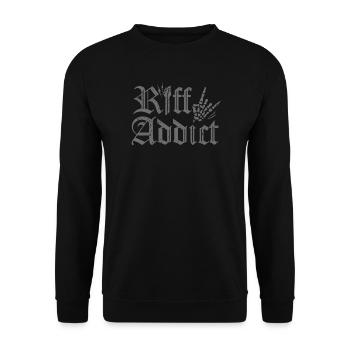 Riff Addict Gitarrist Heavy Metal Rock - Unisex Pullover - Schwarz - Vorne - Alina (178cm) & Michal (187cm)