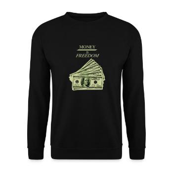 Money Is Freedom Wealth Mindset Dollar Design - Unisex Sweatshirt - black - Front - Alina (178cm) & Michal (187cm)