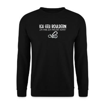 Bouldern Da hab ich meine Ruhe Klettern - Unisex Pullover - Schwarz - Vorne - Alina (178cm) & Michal (187cm)