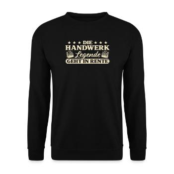 Handwerk Abschied Handwerker in Rente - Unisex Pullover - Schwarz - Vorne - Alina (178cm) & Michal (187cm)