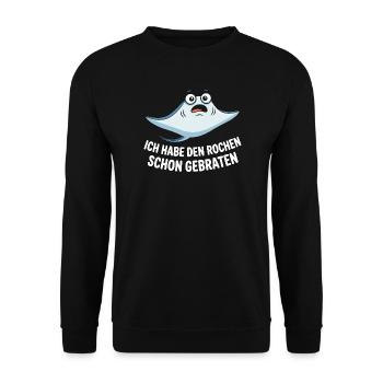 Rochen Schon Gebraten Stachelrochen Manta Rochen - Unisex Pullover - Schwarz - Vorne - Alina (178cm) & Michal (187cm)