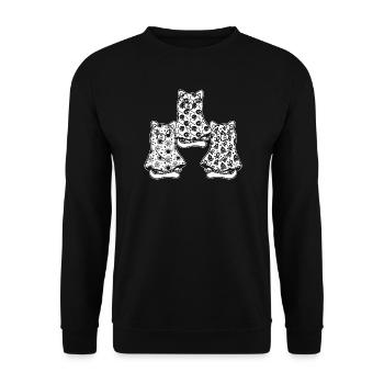 Funny Halloween Cat Ghost Halloween Cat - Unisex Pullover - Schwarz - Vorne - Alina (178cm) & Michal (187cm)