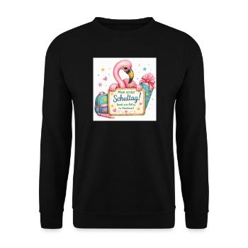 Flamingo Schulstart Abenteuer - Unisex Pullover - Schwarz - Vorne - Alina (178cm) & Michal (187cm)