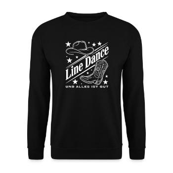 Line Dance Western Boots Design - Unisex Pullover - Schwarz - Vorne - Alina (178cm) & Michal (187cm)