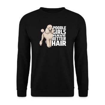 Pudelmädchen haben bessere Haare, Pudelhund - Unisex Pullover - Schwarz - Vorne - Alina (178cm) & Michal (187cm)