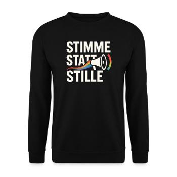 Stimme statt Stille Pride Statement Vielfalt - Unisex Pullover - Schwarz - Vorne - Alina (178cm) & Michal (187cm)