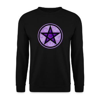 Pentakel - Pentagramm im Kreis mit lila Schnörkeln - Unisex Pullover - Schwarz - Vorne - Alina (178cm) & Michal (187cm)