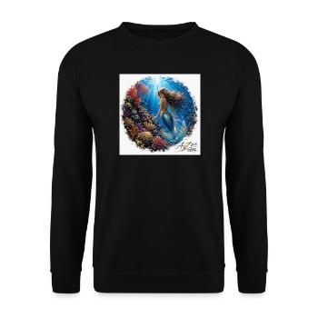 Sirène sous-marine dans le récif - Sweat-shirt Unisexe - noir - Devant - Alina (178cm) & Michal (187cm)