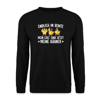 Rente Mein Chef sind meine Hühner Landwirt - Unisex Pullover - Schwarz - Vorne - Alina (178cm) & Michal (187cm)