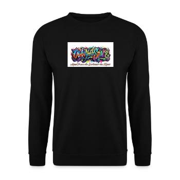 Eigener Raum Graffiti Kunst - Unisex Pullover - Schwarz - Vorne - Alina (178cm) & Michal (187cm)