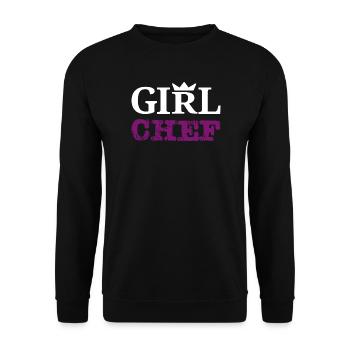 Girl Chef - Design statement & typographie - Sweat-shirt Unisexe - noir - Devant - Alina (178cm) & Michal (187cm)