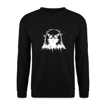 Abstrakter Splash Eagle - Unisex Pullover - Schwarz - Vorne - Alina (178cm) & Michal (187cm)