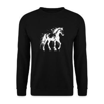 Cheval Art Splash Blanc - Sweat-shirt Unisexe - noir - Devant - Alina (178cm) & Michal (187cm)