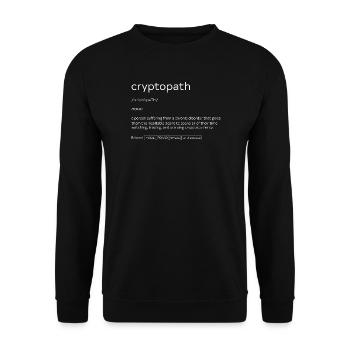Kryptopath-Definition Bitcoin Hodl Bitcoin Krypto - Unisex Pullover - Schwarz - Vorne - Alina (178cm) & Michal (187cm)