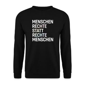 Human rights instead of right-wing people Spruch Demo - Unisex Sweatshirt - black - Front - Alina (178cm) & Michal (187cm)