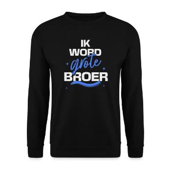 "Ich werde großer Bruder" Schwangerschaftsankündigung - Unisex Pullover - Schwarz - Vorne - Alina (178cm) & Michal (187cm)