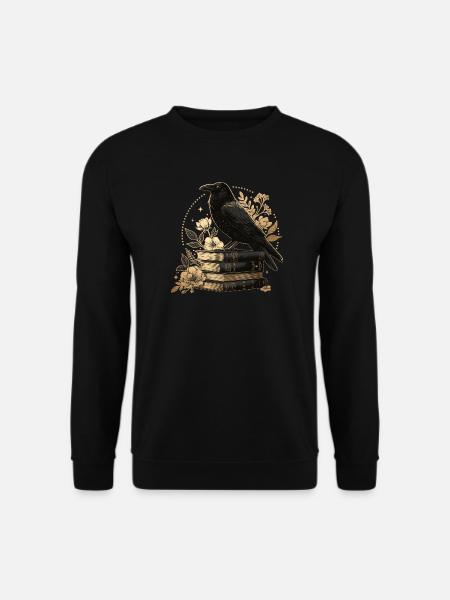 Rabe auf Büchern - Unisex Pullover - Schwarz