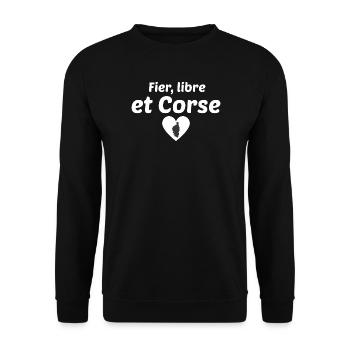Fier, libre et Corse - Sweat-shirt Unisexe - noir - Devant - Alina (178cm) & Michal (187cm)