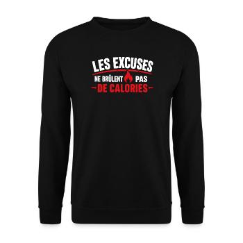 Excuses Ne Brûlent Pas Calories - Sweat-shirt Unisexe - noir - Devant - Alina (178cm) & Michal (187cm)