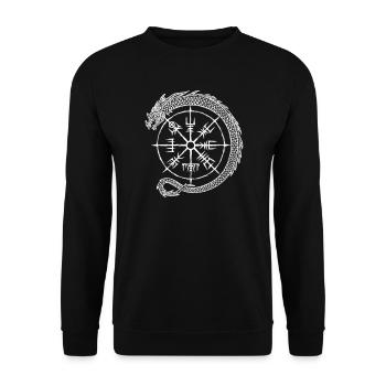 Vegvisir Midgardschlange - Wikinger Kompass - Unisex Pullover - Schwarz - Vorne - Alina (178cm) & Michal (187cm)