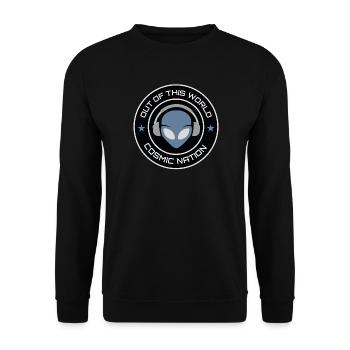Außerirdischer UFO-DJ Alien - Unisex Pullover - Schwarz - Vorne - Alina (178cm) & Michal (187cm)