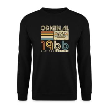 1966 Geburtstag Retro Jahrgang Vintage Geschenk - Unisex Pullover - Schwarz - Vorne - Alina (178cm) & Michal (187cm)