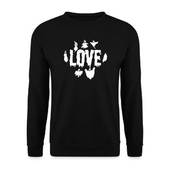 Halloween LOVE Halloween Pumpkin Ghost Halloween - Unisex Pullover - Schwarz - Vorne - Alina (178cm) & Michal (187cm)