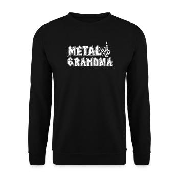 Metall-Oma Geschenk Oma Heavy Metal - Unisex Pullover - Schwarz - Vorne - Alina (178cm) & Michal (187cm)