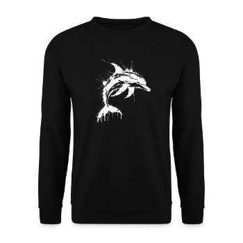 Dolphin Paint Splash White - Unisex Pullover - Schwarz - Vorne - Alina (178cm) & Michal (187cm)