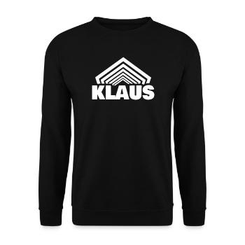 Jungenname Klaus - Unisex Pullover - Schwarz - Vorne - Alina (178cm) & Michal (187cm)