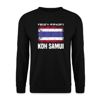 Koh Samui Koordinaten - Unisex Pullover - Schwarz - Vorne - Alina (178cm) & Michal (187cm)