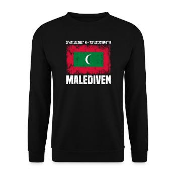 Malediven Koordinaten - Unisex Pullover - Schwarz - Vorne - Alina (178cm) & Michal (187cm)