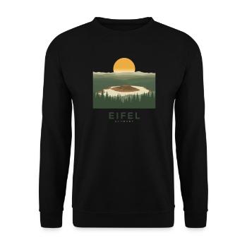 Eifel Volcano | Vintage Nature Poster - Unisex Pullover - Schwarz - Vorne - Alina (178cm) & Michal (187cm)