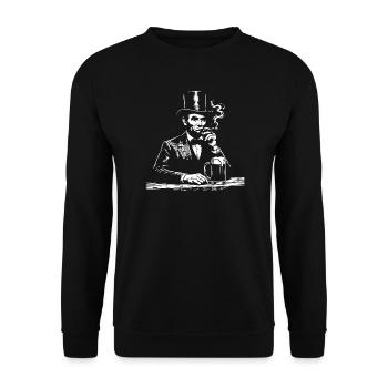 Abraham Lincoln raucht Zigarre - Unisex Pullover - Schwarz - Vorne - Alina (178cm) & Michal (187cm)