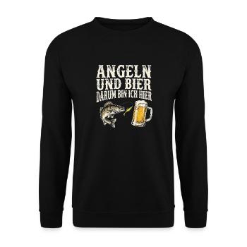 Zander Angeln Und Bier - Unisex Pullover - Schwarz - Vorne - Alina (178cm) & Michal (187cm)
