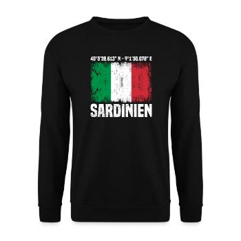 Sardinien Koordinaten - Unisex Pullover - Schwarz - Vorne - Alina (178cm) & Michal (187cm)