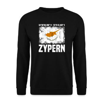 Zypern Koordinaten - Unisex Pullover - Schwarz - Vorne - Alina (178cm) & Michal (187cm)
