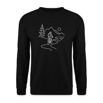 Cyclist in mountains - Unisex Pullover - Schwarz - Vorne - Alina (178cm) & Michal (187cm)