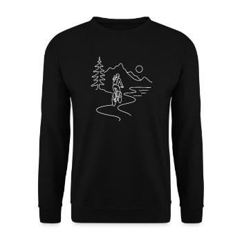Cyclist woman in mountain - Unisex Sweatshirt - black - Front - Alina (178cm) & Michal (187cm)