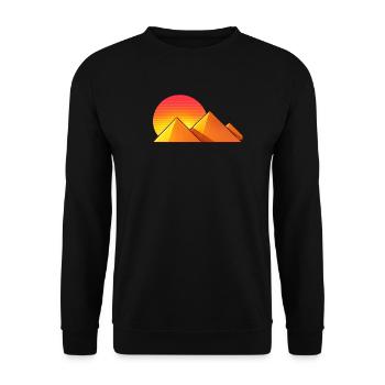 Sonnenuntergang über goldenen Pyramiden - Unisex Pullover - Schwarz - Vorne - Alina (178cm) & Michal (187cm)