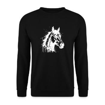 Horse Head Paint Splash White - Unisex Sweatshirt - black - Front - Alina (178cm) & Michal (187cm)