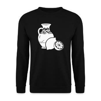 Zitrusvase Stillleben Keramik - Unisex Pullover - Schwarz - Vorne - Alina (178cm) & Michal (187cm)