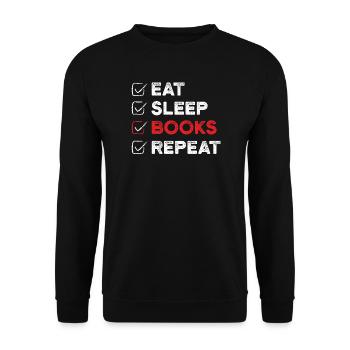 Livres Manger Sommeil Réciter Cadeau d’Amateur de Livres - Sweat-shirt Unisexe - noir - Devant - Alina (178cm) & Michal (187cm)