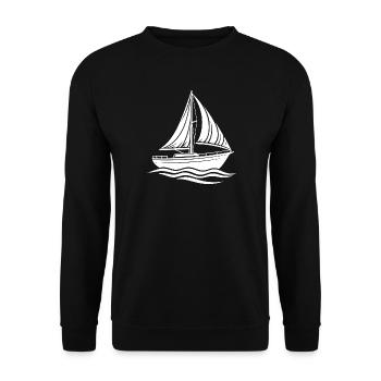 Modernes sportliches Segelboot mit klaren Konturen - Unisex Pullover - Schwarz - Vorne - Alina (178cm) & Michal (187cm)