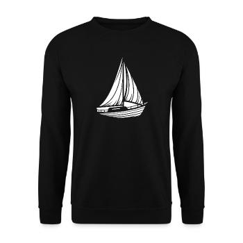 Abstraktes Segelboot Minimalistisches Design - Unisex Pullover - Schwarz - Vorne - Alina (178cm) & Michal (187cm)