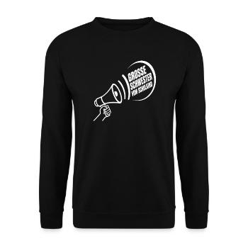 Grosse Schwester Vom Schulkind – Schulanfang - Unisex Pullover - Schwarz - Vorne - Alina (178cm) & Michal (187cm)